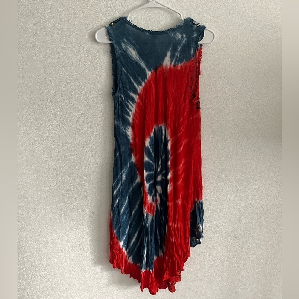 True Rock Boho Tie Dye Tank Dress Red White and Blue 4th of July - Picture 2 of 4